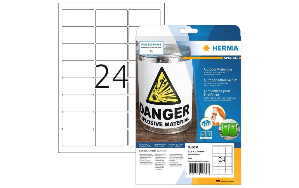 HERMA Etiquettes Outdoor 63.5x33.9 (10 pces)