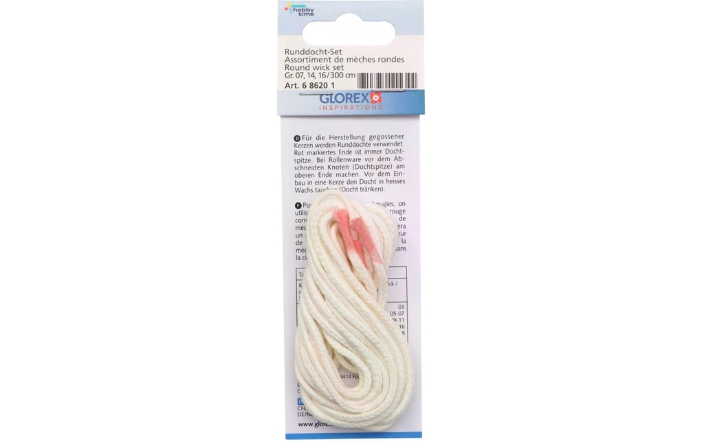 Glorex Mèches pour bougie 3 x 1 m Blanc