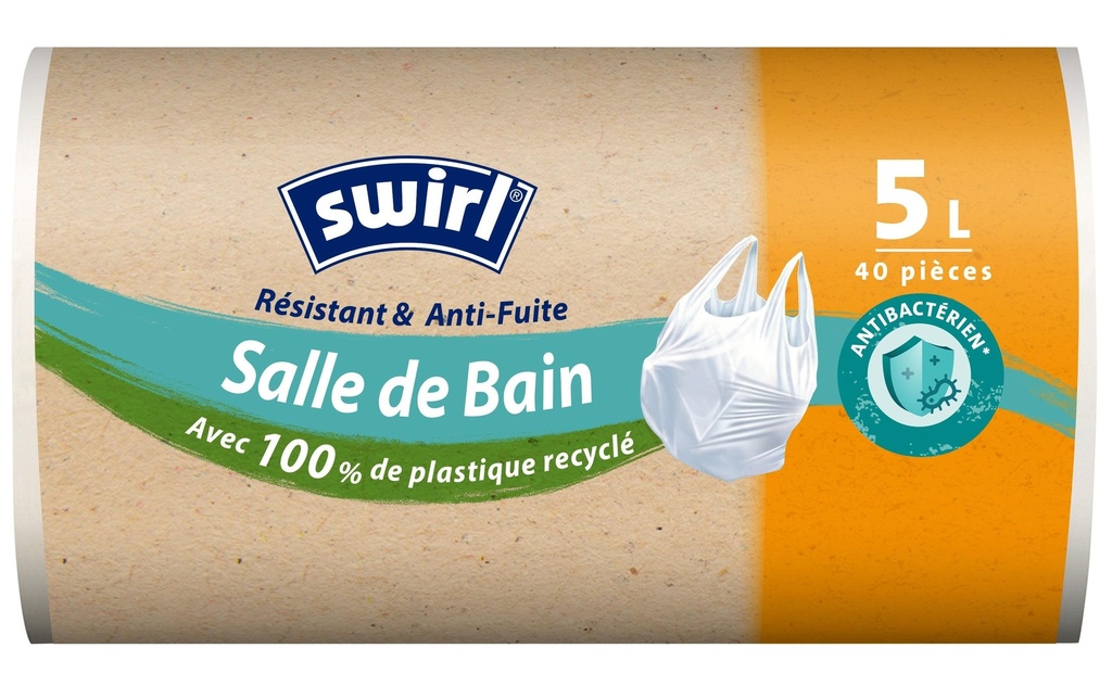 Swirl Sacs poubelle Salle de Bain 5 l, 40 Pièce/s