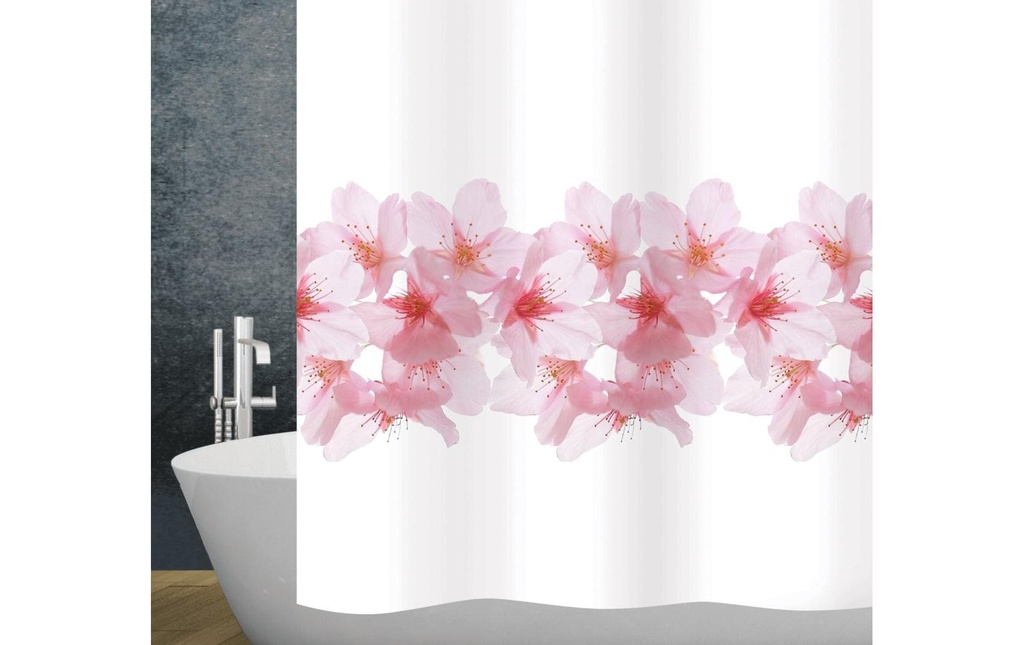 diaqua® Rideau de douche Sakura 180 x 200 cm, Rose/Blanc