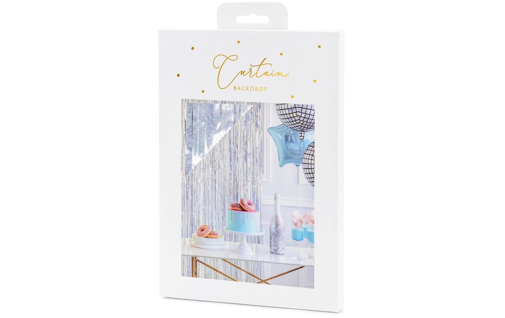 Partydeco Accessoires de fête Rideau 90 x 250 cm, Argenté/Rose