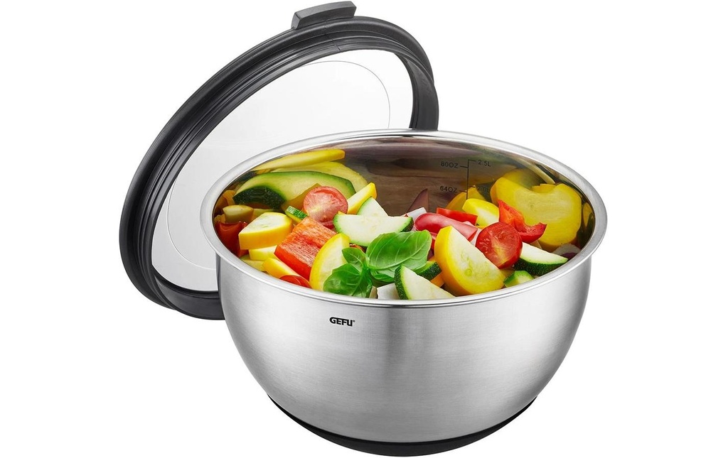 GEFU Bol mélangeur Muovo 2.5 l, Noir/Argenté