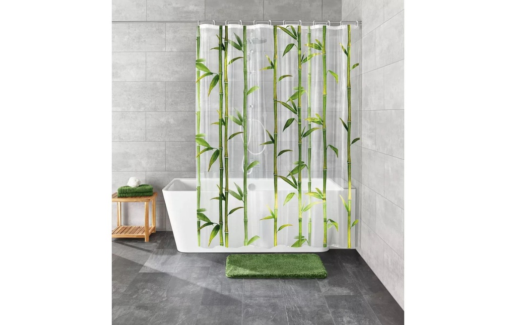 Kleine Wolke Rideau de douche Bambu 180 x 200 cm, Vert/Blanc