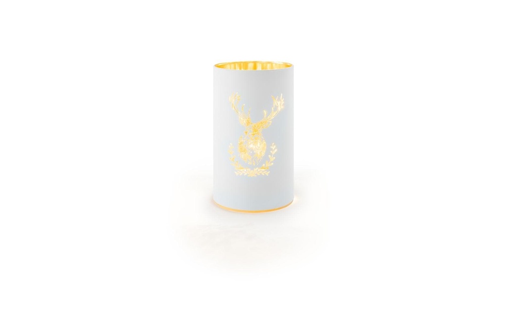 STT Photophore Cerf M, 16 cm, blanc