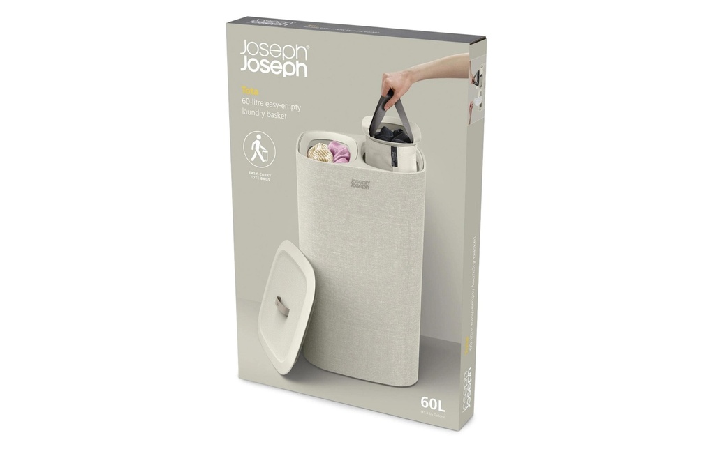Joseph Joseph Corbeille à lessive Tota 60 L, 2x 30 L, écru