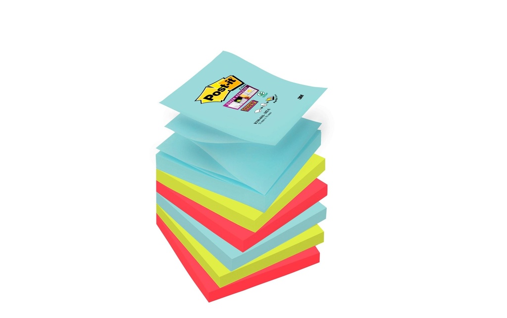Post-it Fiche de bloc-notes Post-it Z-Notes 7.6 cm x 7.6 cm, 6 Blöcke