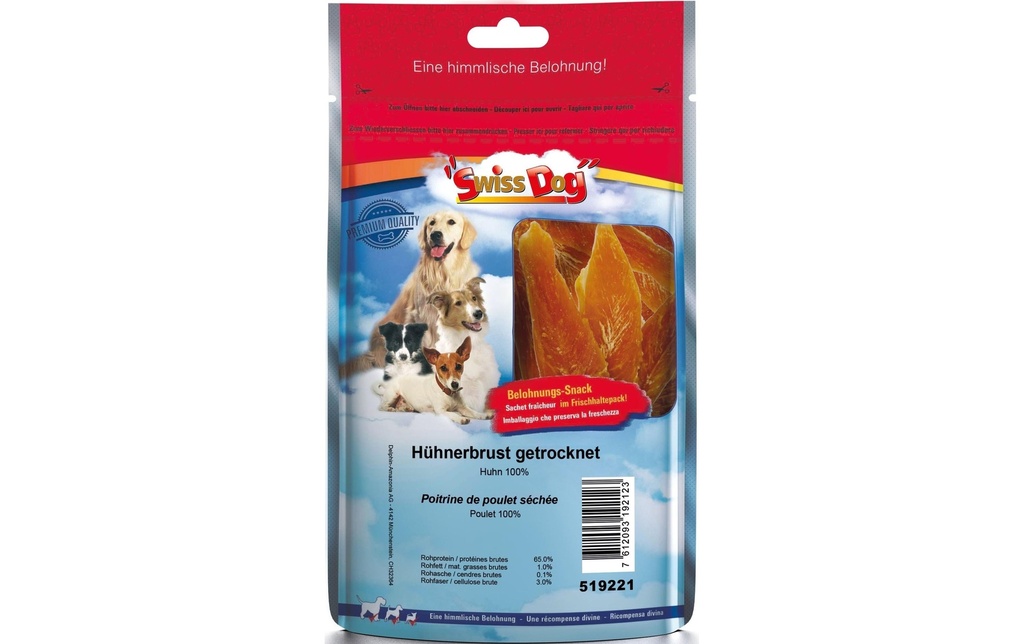 SwissDog Friandise Poitrine de poulet séchée, 400 g