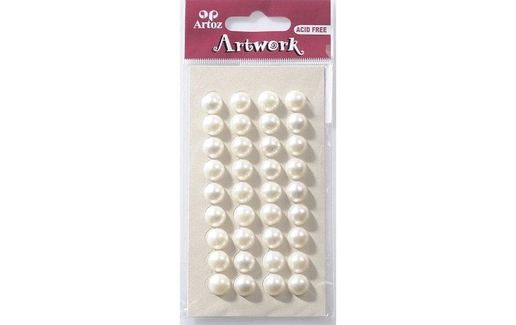 Artoz Autocollants perles Art-Work Perles 10 mm blanches, 1 feuille