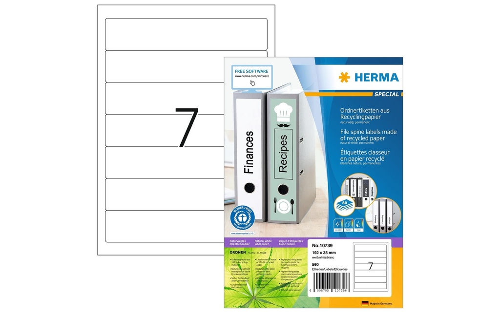 HERMA Étiquettes à classeur 192 x 38 mm, 80 feuille