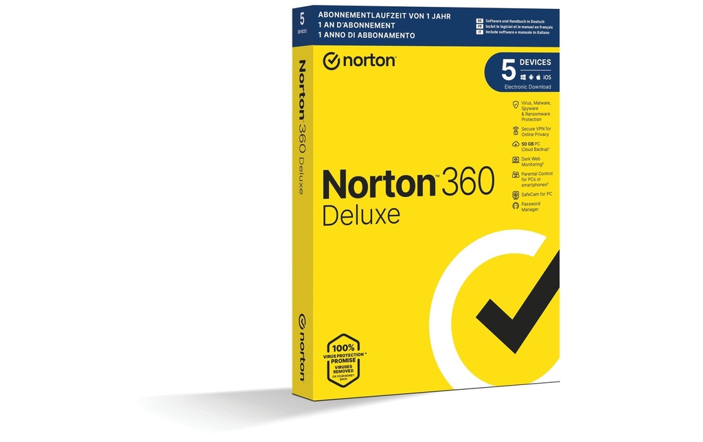 Norton Norton 360 Deluxe Boîte, 5 dispositifs, 1 an