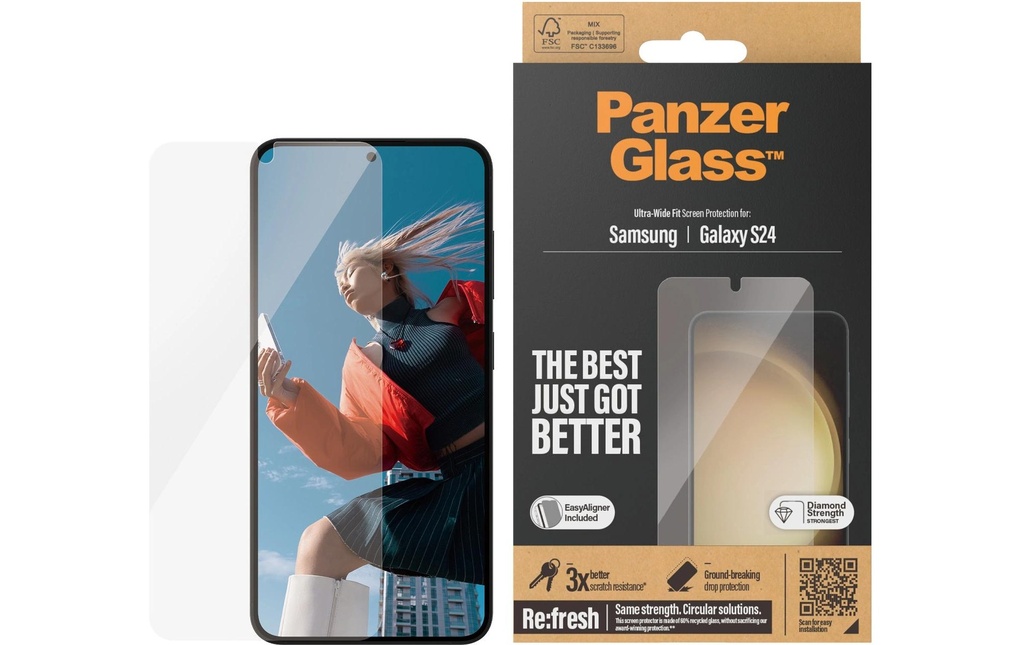 Panzerglass Protection d’écran Ultra Wide Fit Galaxy S24 avec applicateur