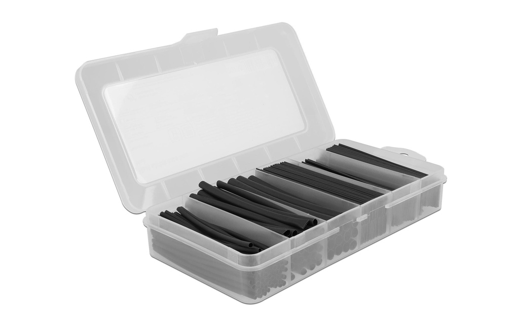 Delock Gaine thermorétractable 196-unités Boîte d'assortiment, Noire