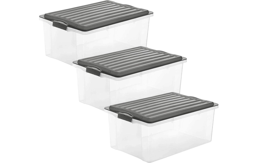 Rotho Boîte de rangement COMPACT, Gris, 3 pcs.