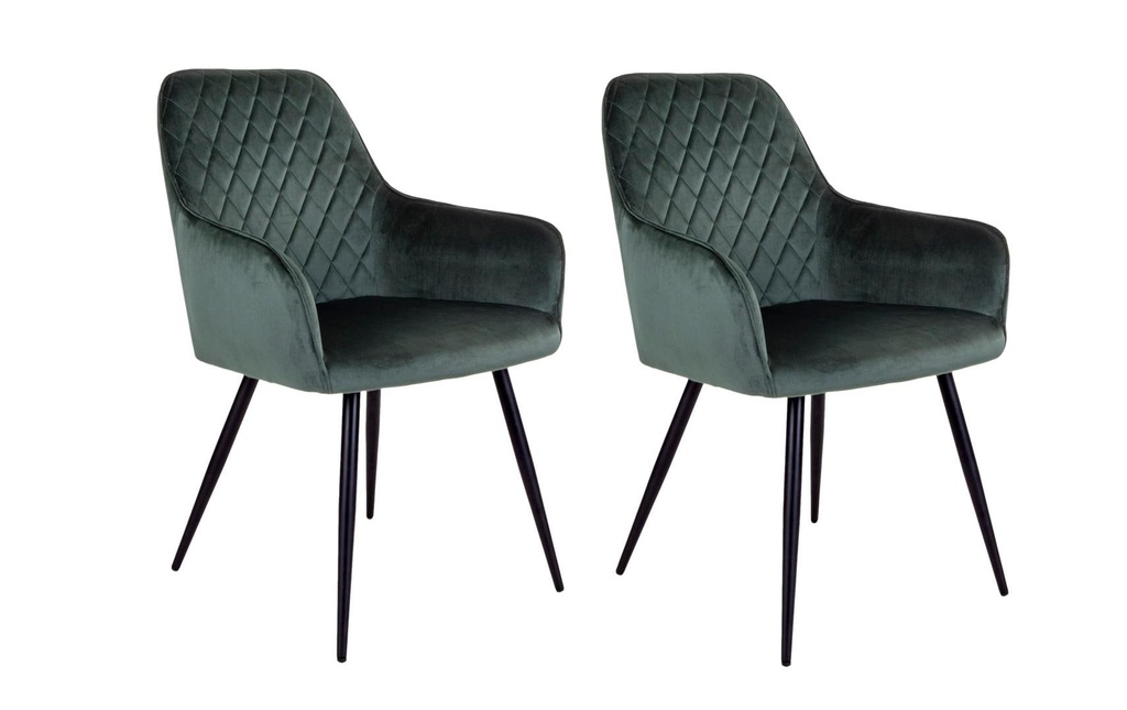 House Nordic Chaise Harbo avec accoudoirs, Noir/Vert, 2 pièces