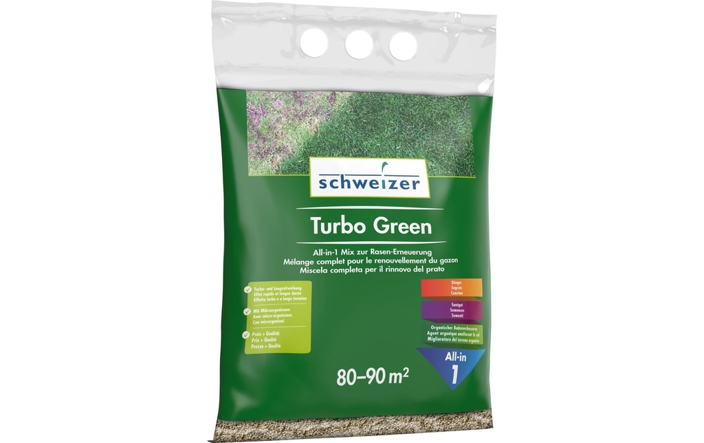 Eric Schweizer Engrais pour gazon Turbo Green All-in 1 Mix, 4.5 kg