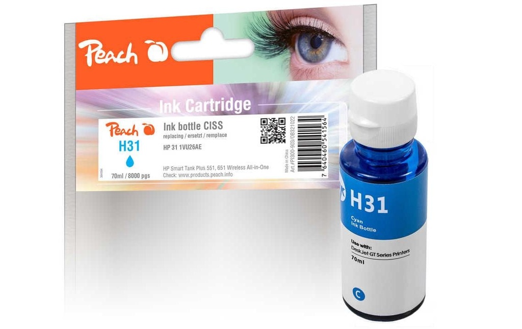 Peach Encre pour HP 31 (1 VU26AE) Cyan