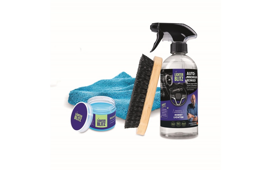 Lichterblitz Kit de nettoyage intérieur de voiture, 4 pièces