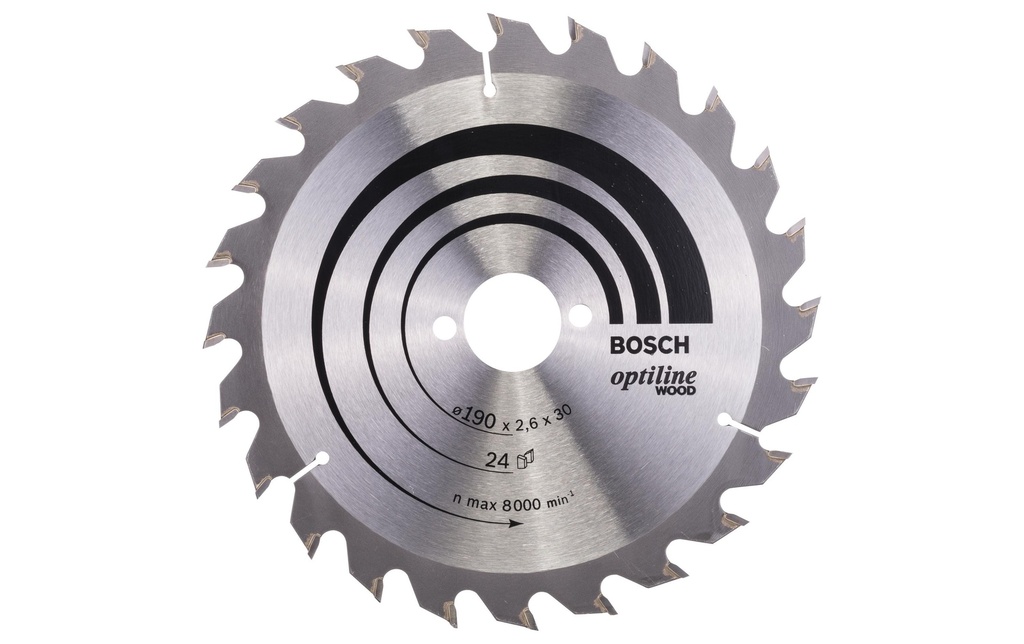 Bosch Professional Lame de scie circulaire Optiline Wood, 190 x 30 x 2.6 mm, Z 24