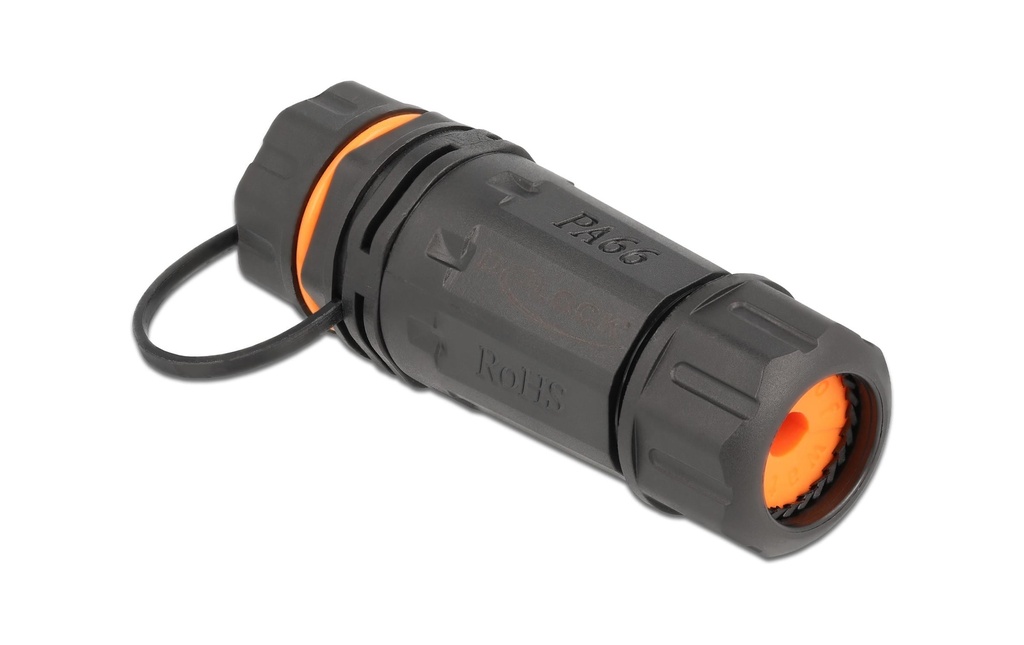 Delock Accouplement RJ-45, Cat.6A, Orange, étanche, 1 Pièce/s