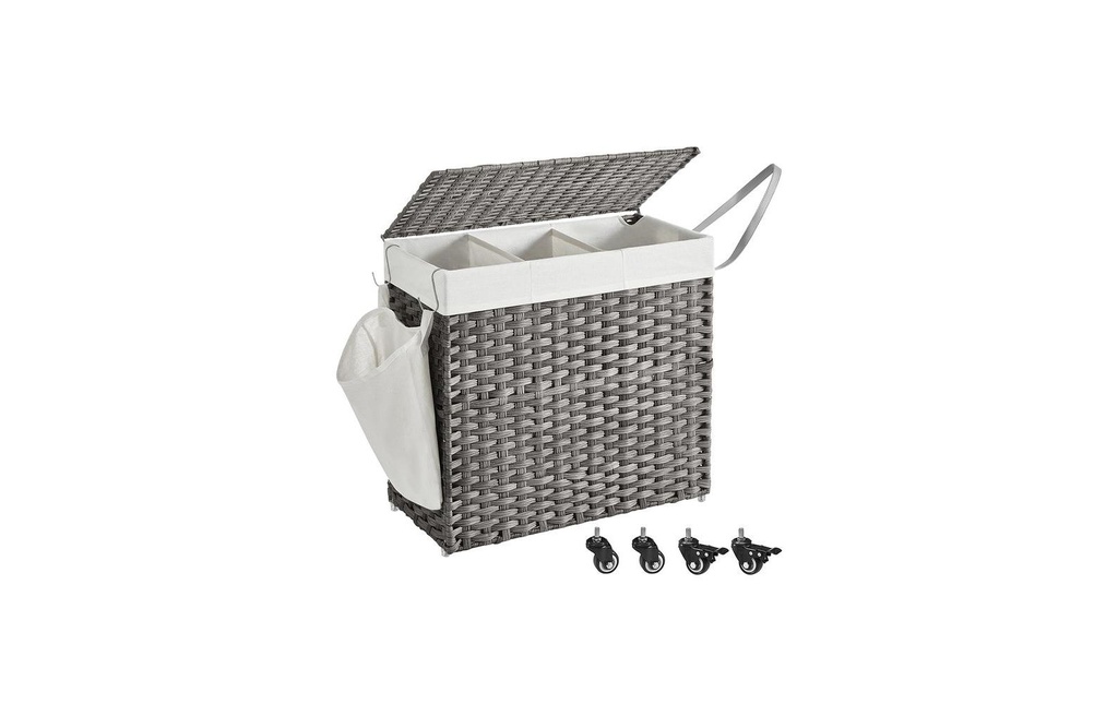 Songmics Panier à linge sur roulettes 140 l, Gris