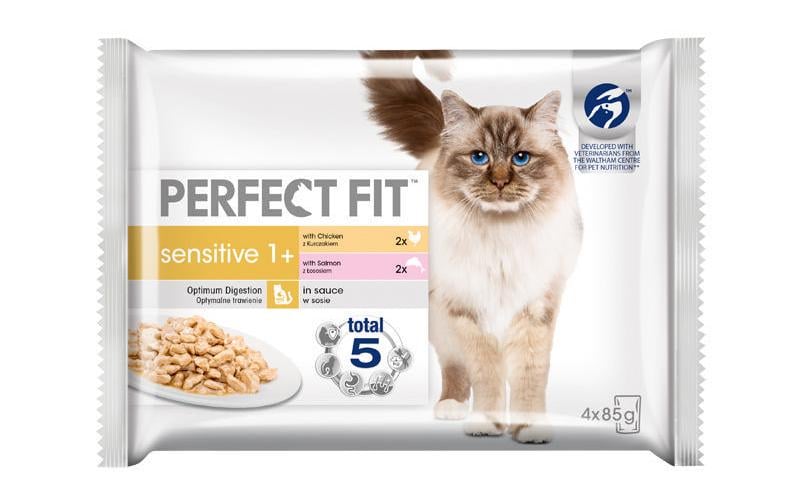 Perfect Fit Alimentation humide Sensitive avec saumon et poulet 4 x 85 g