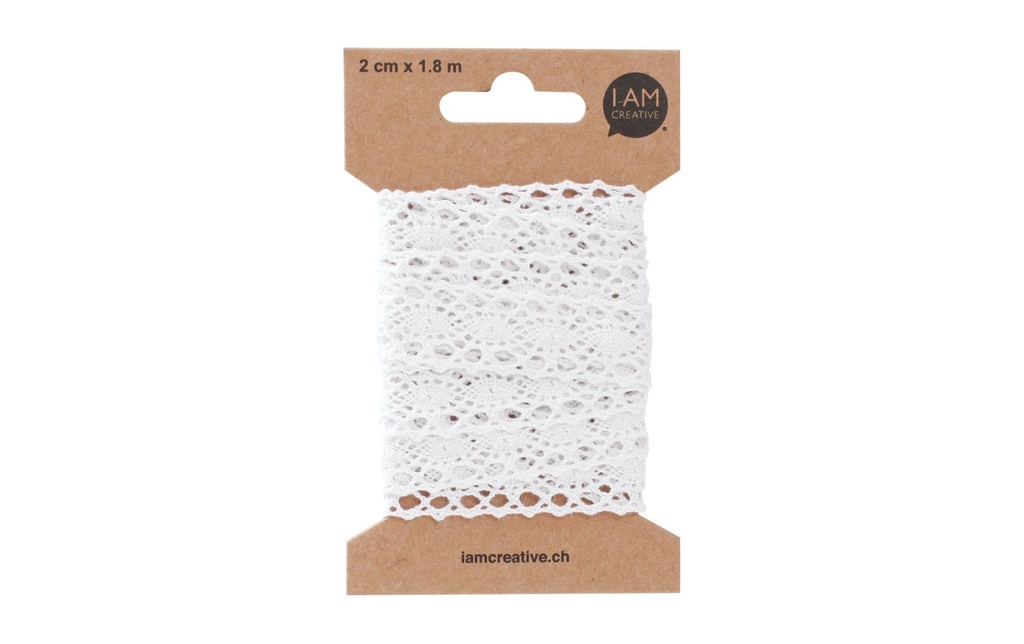 I AM CREATIVE Bande de dentelle 2 cm x 1.8 m Blanc, 1 pièce