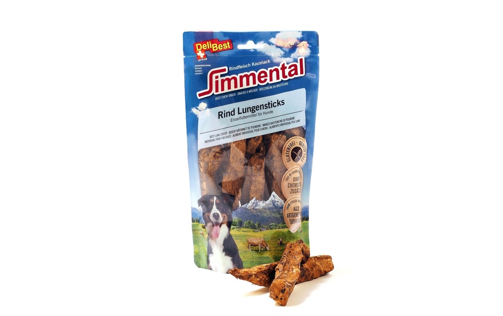 DeliBest Produit à mâcher  Bâtonnets de poumon de bœuf Simmental, 120 g