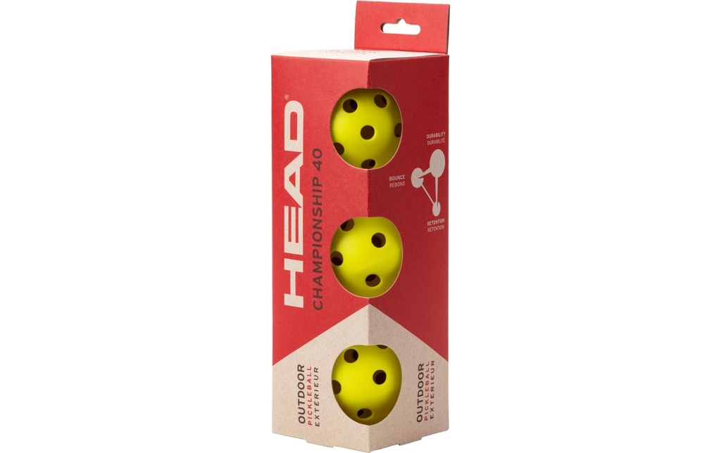HEAD Pickleball Championship 40 Lot de 3