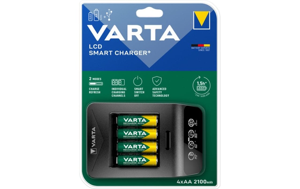 Varta Chargeur LCD Smart Charger+ + 4x AA 2100 mAh