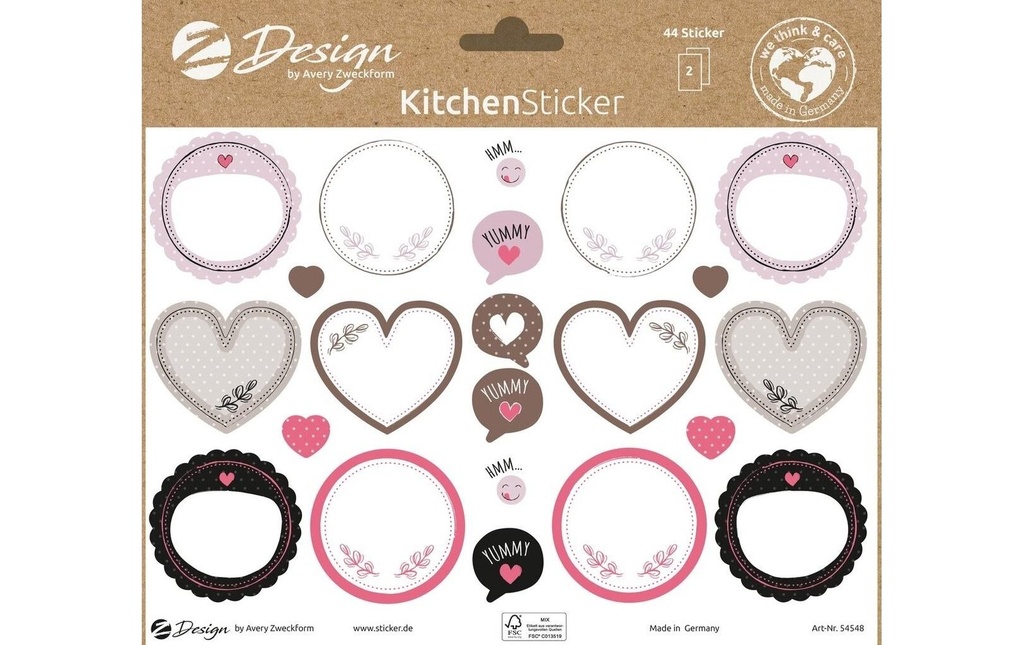 Z-Design Autocollant à motif A5 Kitchen Inscription, Multicolore, 44 autocollants
