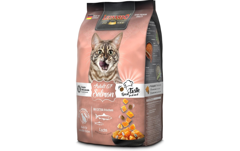 Leonardo Cat Food Alimentation sèche Adult sans céréales au saumon, 300 g