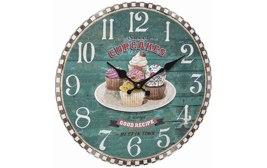 TFA Dostmann Horloge murale Vintage Cupcakes Ø 33.7 cm, Multicolore