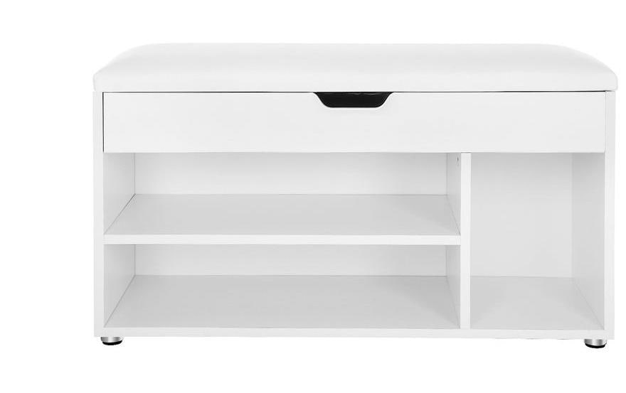 VASAGLE Banc avec rembourrage 80 x 44 cm, Blanc