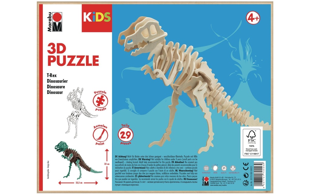 Marabu Article en bois 3D Dinosaure