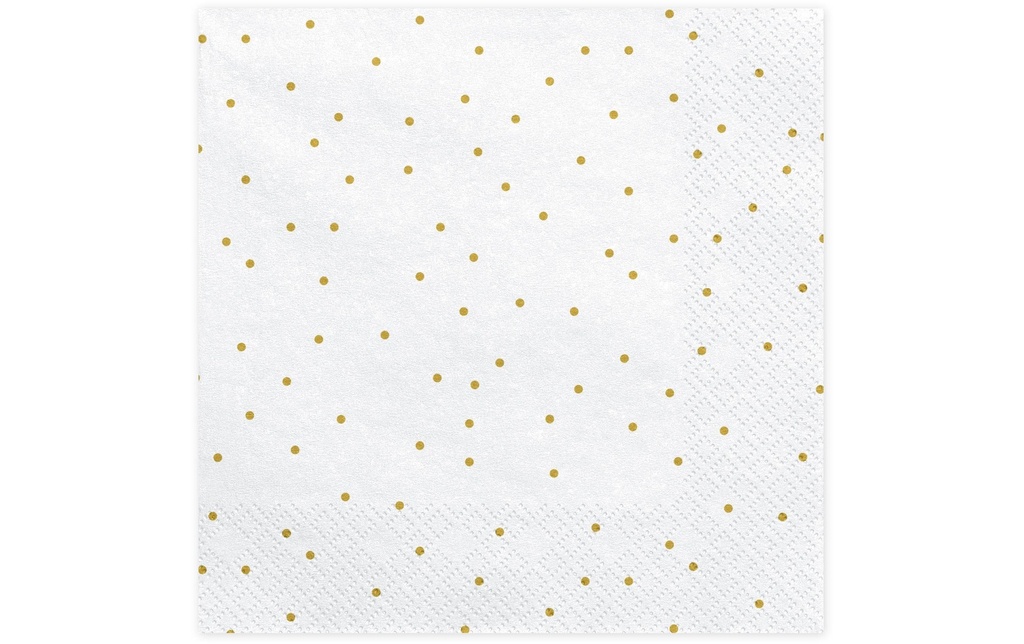 Partydeco Serviettes en papier Points 33 cm x 33 cm, 20 Pièce/s, Blanc