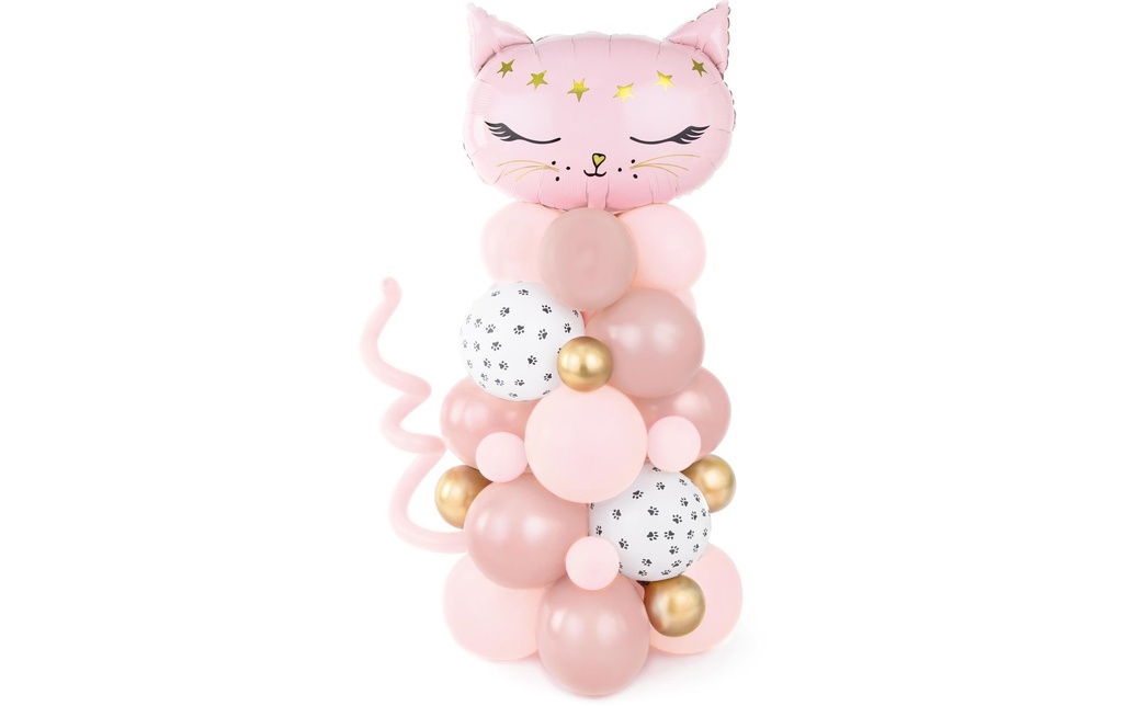 Partydeco Ballon de baudruche Chaton Rose, 83 x 140 cm, 10 pièces