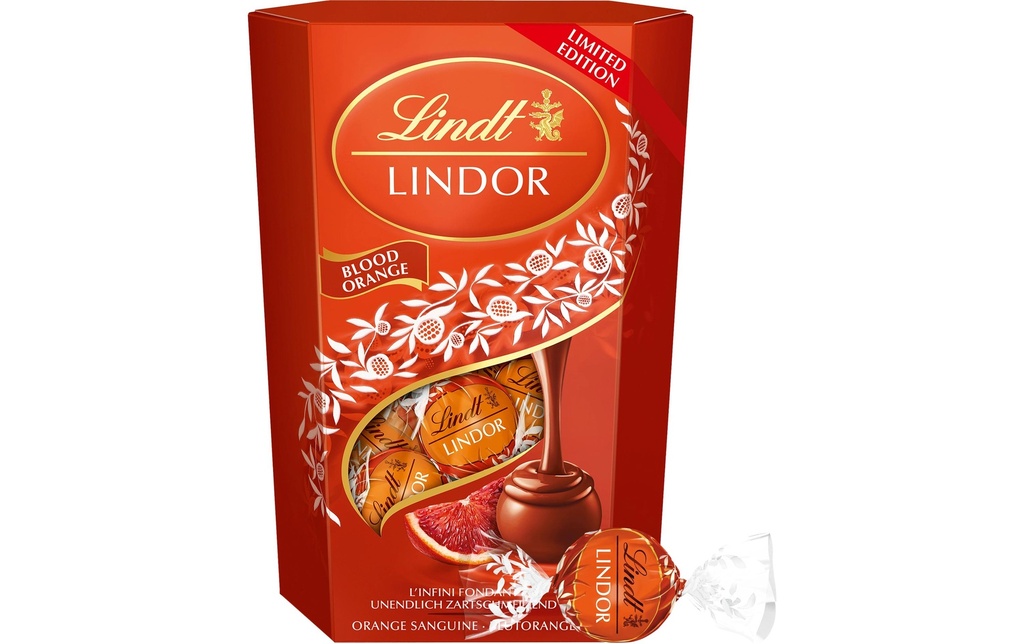 Lindt Pralines au chocolat Lindor Kugeln Orange sanguine 200 g