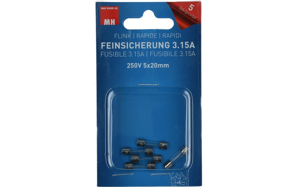 Max Hauri Fusible 5 x 20 mm Flink 3.15 A, 5 pièces