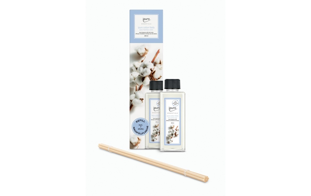 ipuro Bâtonnets parfumés Recharge Cotton Fields avec bâtonnets 200 ml
