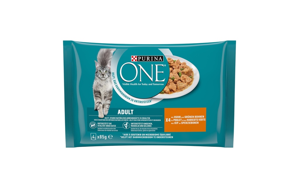 Purina ONE Alimentation humide Adulte Poulet, 4 x 85 g