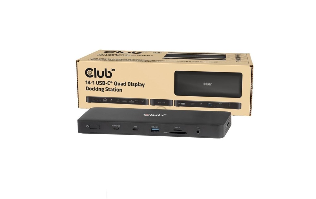 Club 3D Station d'accueil CSV-2540 14-1 Écran Quad USB-C