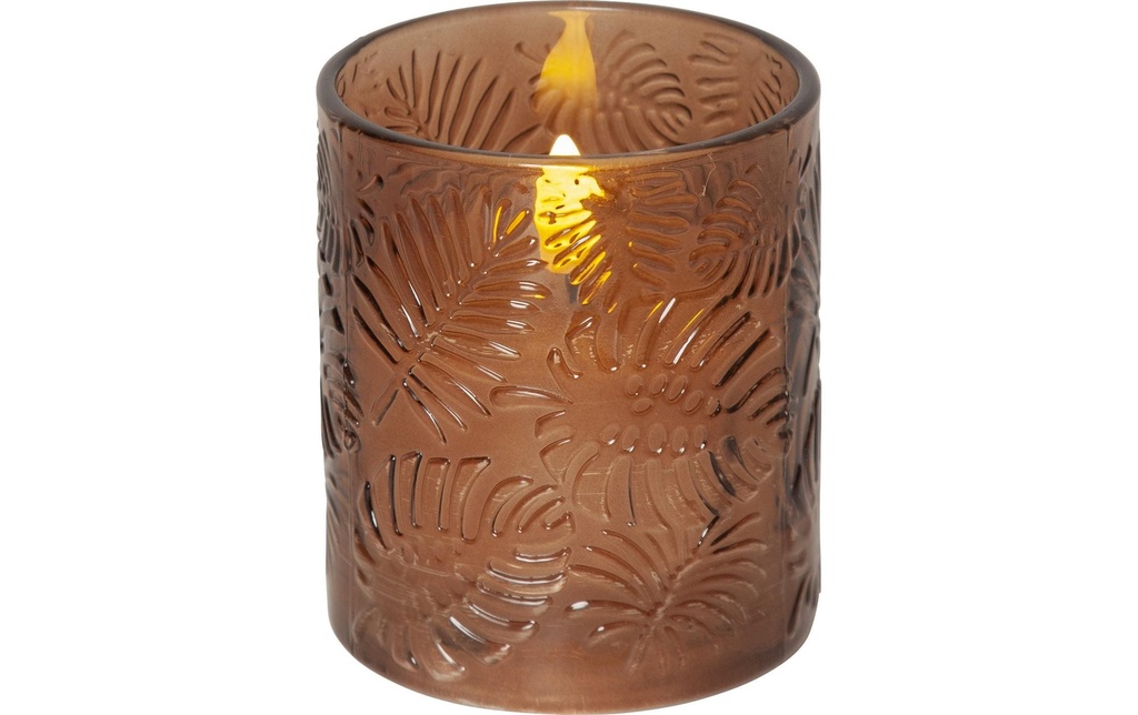 Star Trading Bougie LED Feuille de flamme Pillar, Ø 10 x 12.5 cm, brun