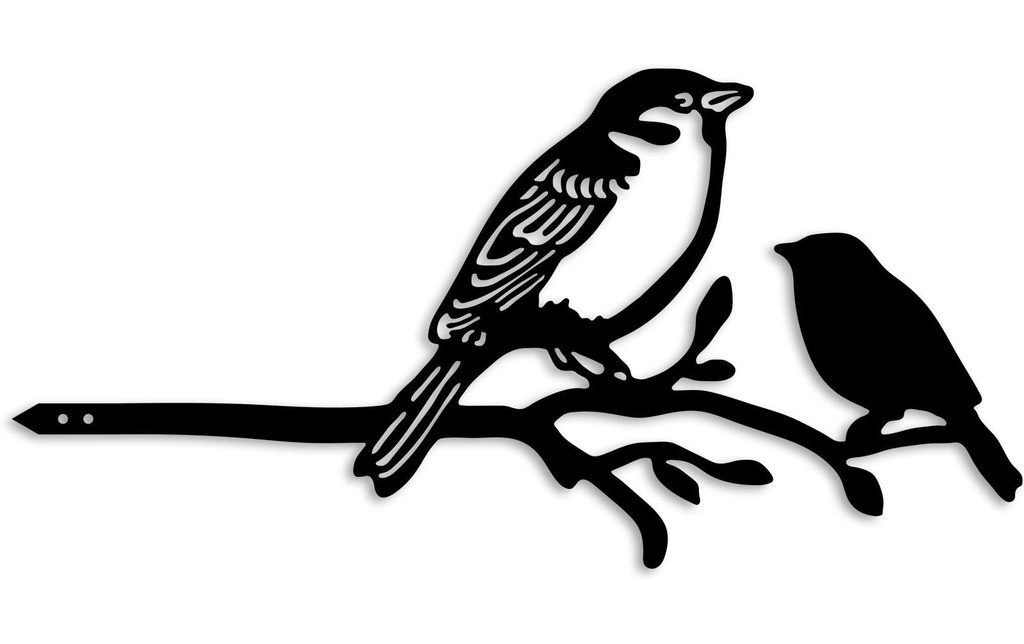 Wallxpert Pancarte de jardin Oiseau sur une branche 40 x 20 cm