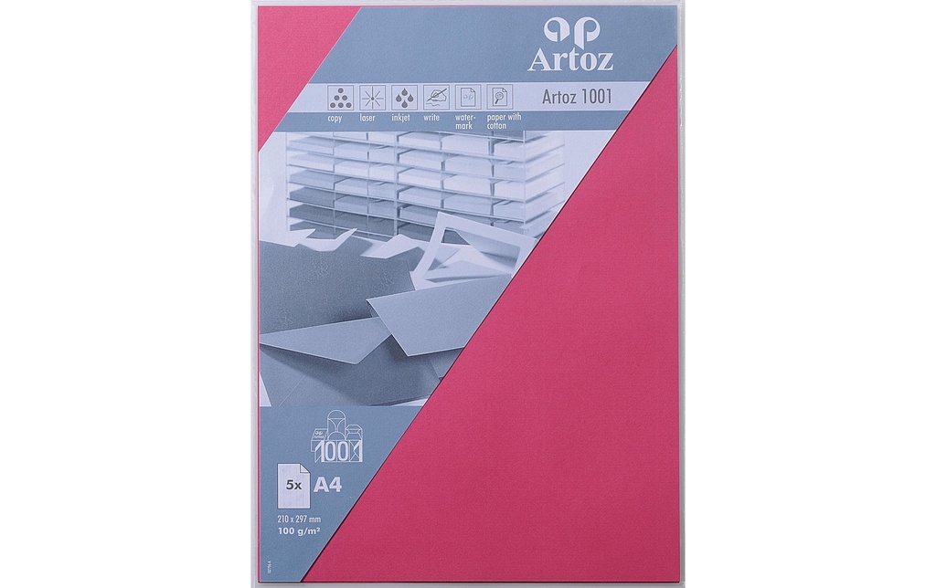 Artoz Papier à lettres 1001 A4 100 g/m² 5 feuilles, fuchsia