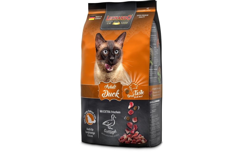 Leonardo Cat Food Alimentation sèche Canard adulte, 1.8 kg