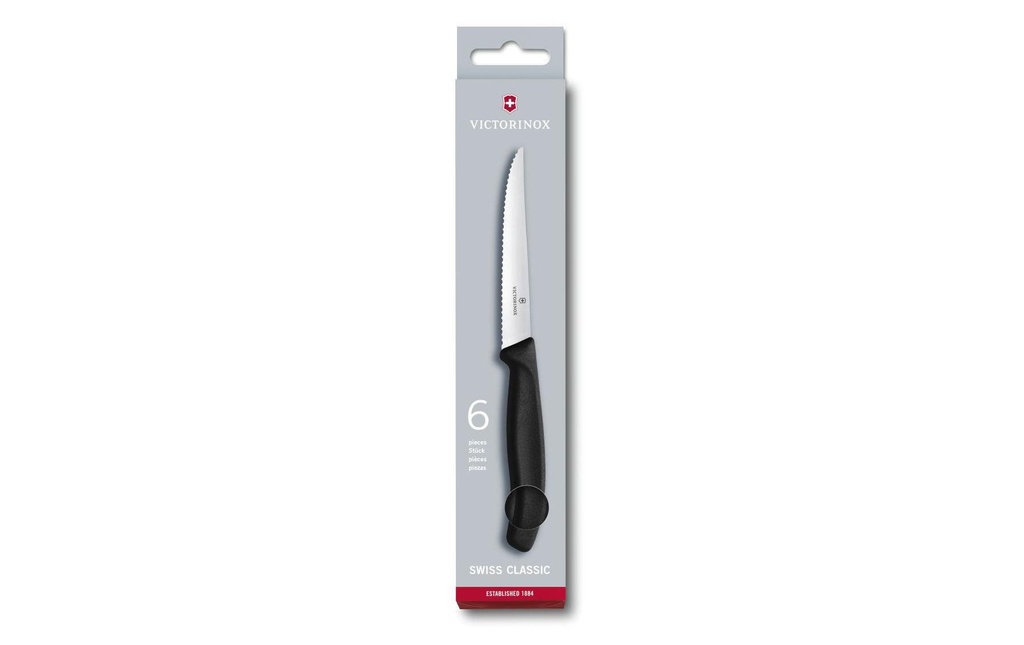 Victorinox Couteau à steak Swiss Classic 6 Pièce/s, Noir