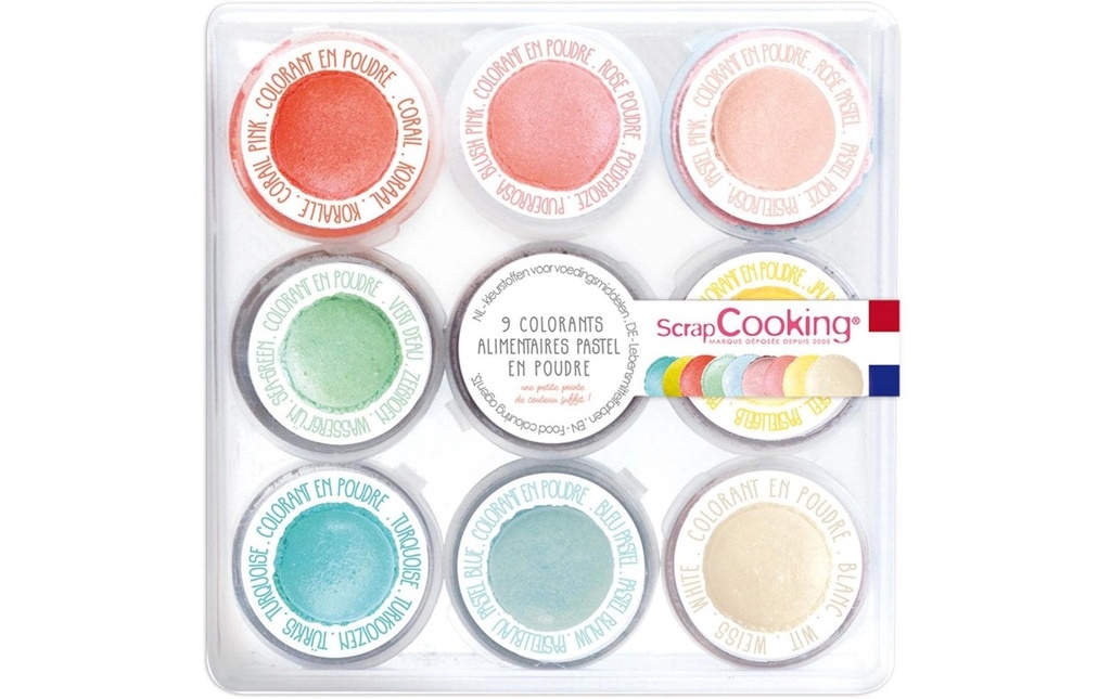ScrapCooking Set de colorants alimentaires pastel 160 g, 9 pièces