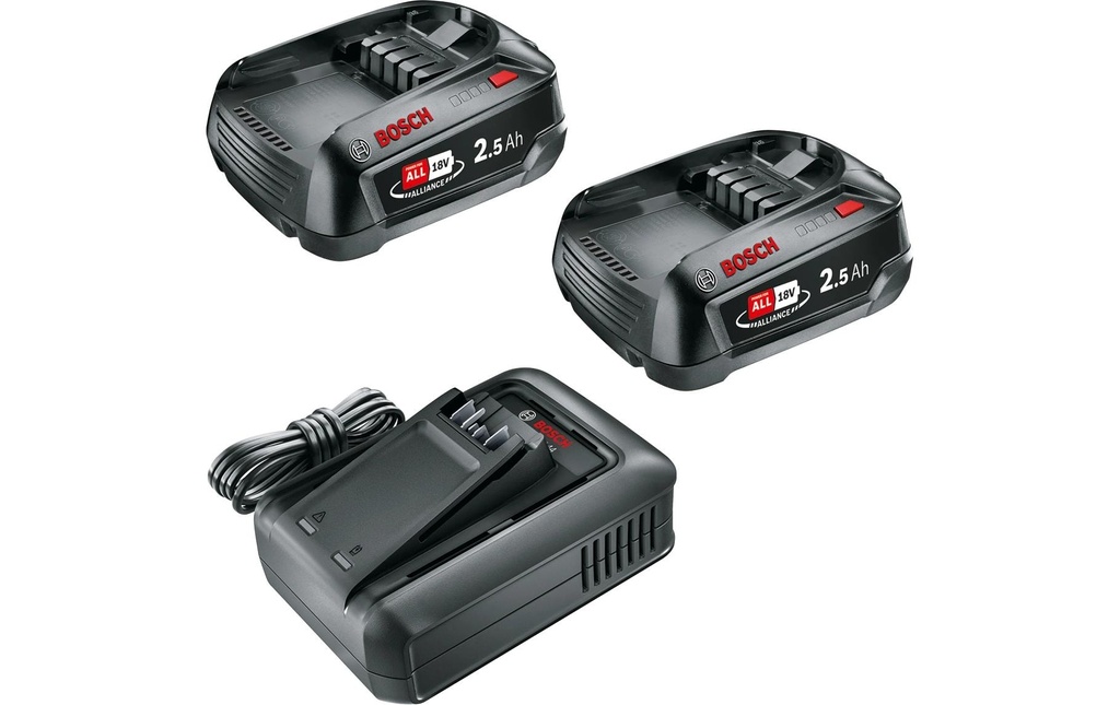 Bosch Kit de démarrage pour batterie 18 V, 2 x 2.5 Ah + AL 18 V-44