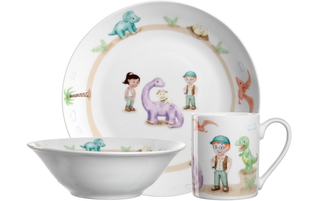 LEONARDO Service de table pour enfants Avventura 3 pièces, Dinosaure