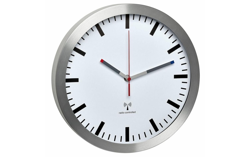 TFA Dostmann Horloge murale radio Argenté, Ø 30 cm